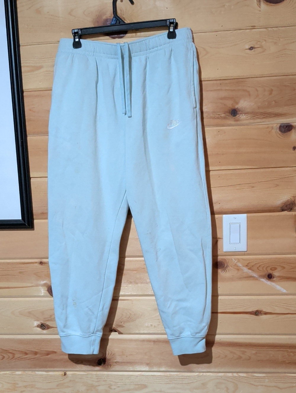 Nike Men Pale Blue Fleece Joggers with Drawstring